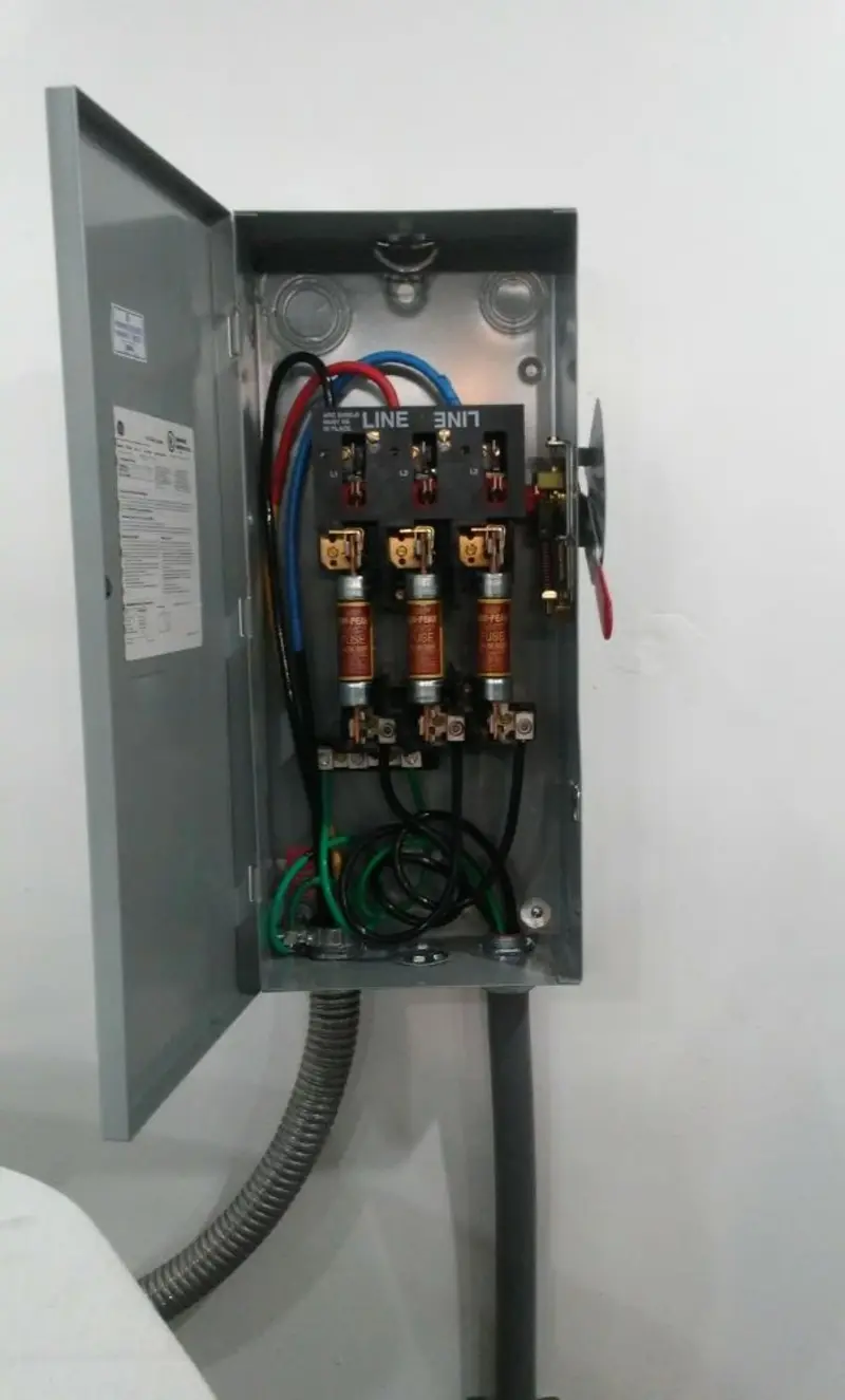 Three-phase disconnect switch installed for Electrical Wiring & Rewiring in Carver
